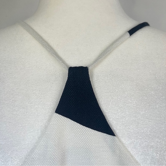 J. Crew Carrie Shift Dress Large Polka Dot White Navy Dress Sleeveless Summer 12 - Picture 7 of 8